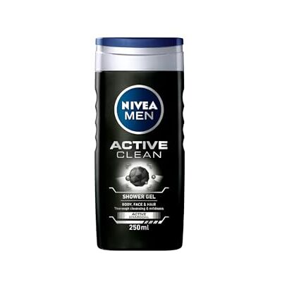 NIVEA Men Active Clean Shower Gel Uomo 3in1 ai Carboni Attivi Corpo Viso e Capelli 250ml NIVEA Men Active Clean Shower Gel Uomo 3in1 ai Carboni Attivi Corpo Viso e Capelli 250ml