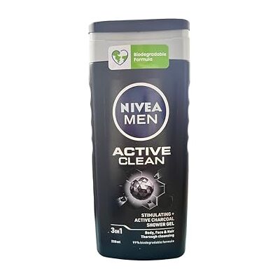 NIVEA Men Active Clean Shower Gel, Confezione da 3 (3 x 250 ml) NIVEA Men Active Clean Shower Gel, Confezione da 3 (3 x 250 ml)