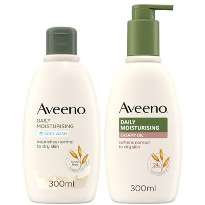Aveeno Daily Moisturising Set Creamy Oil e Bagno Doccia, Set corpo per pelle secca con bagnoschiuma delicato senza sapone 300 ml e olio crema corpo al profumo di Mandorla 300 ml – Esclusiva Amazon Aveeno Daily Moisturising Set Creamy Oil e Bagno Doccia, Set corpo per pelle secca con bagnoschiuma delicato senza sapone 300 ml e olio crema corpo al profumo di Mandorla 300 ml – Esclusiva Amazon