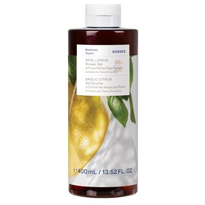 KORRES BASIL LEMON Gel doccia con estratto detergente di salvia, con delizioso profumo di basilico fresco, dermatologicamente testato, vegano, senza siliconi e parabeni, 400 ml KORRES BASIL LEMON Gel doccia con estratto detergente di salvia, con delizioso profumo di basilico fresco, dermatologicamente testato, vegano, senza siliconi e parabeni, 400 ml