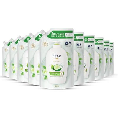Dove , Sapone Liquido Mani, Ricarica Sapone Liquido Mani, Go Fresh, Rimuove con Efficacia Sporco e Batteri, con +5 Agenti Idratanti, Formula 99% Biodegradabile, 10 pezzi da 500ml Dove , Sapone Liquido Mani, Ricarica Sapone Liquido Mani, Go Fresh, Rimuove con Efficacia Sporco e Batteri, con +5 Agenti Idratanti, Formula 99% Biodegradabile, 10 pezzi da 500ml