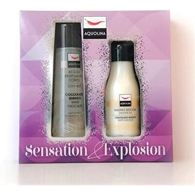Aquolina Cofanetto Sensation&Explosion Cioccolato Bianco con Acqua Profumata Corpo 150 ml e Bagno Doccia 125 ml Aquolina Cofanetto Sensation&Explosion Cioccolato Bianco con Acqua Profumata Corpo 150 ml e Bagno Doccia 125 ml