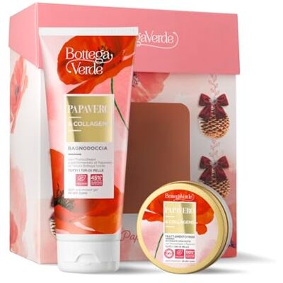 Bottega Verde Cofanetto Regalo Papavero e Collagene, con Bagnodoccia 200 ml e Trattamento Mani 50 ml, Profumo di Papavero e Collagene Naturale, Idea Regalo Bottega Verde Cofanetto Regalo Papavero e Collagene, con Bagnodoccia 200 ml e Trattamento Mani 50 ml, Profumo di Papavero e Collagene Naturale, Idea Regalo