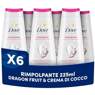 Dove Docciaschiuma Dragon Fruit & Coconut, Bagnodoccia Idratante, Formula Delicata al 94% Biodegradabile, con Agenti Idratanti Vegetali, Senza Solfati SLES, Bagnodoccia Uomo e Donna, 6 Pezzi da 225 ml Dove Docciaschiuma Dragon Fruit & Coconut, Bagnodoccia Idratante, Formula Delicata al 94% Biodegradabile, con Agenti Idratanti Vegetali, Senza Solfati SLES, Bagnodoccia Uomo e Donna, 6 Pezzi da 225 ml