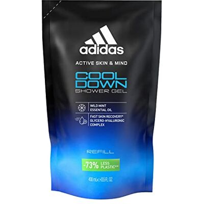 Adidas Active Skin & Mind, Cool Down Shower Gel Refill, Docciaschiuma Ricarica Uomo, 400 ml Adidas Active Skin & Mind, Cool Down Shower Gel Refill, Docciaschiuma Ricarica Uomo, 400 ml