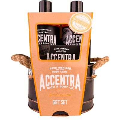 accentra Set regalo MEN'S COLLECTION per uomini, set per la cura in secchio di latta, 300 ml, gel doccia, 300 ml, shampoo, 100 g, sapone e spugna a rete, profumo ambra, idea regalo per compleanno e accentra Set regalo MEN'S COLLECTION per uomini, set per la cura in secchio di latta, 300 ml, gel doccia, 300 ml, shampoo, 100 g, sapone e spugna a rete, profumo ambra, idea regalo per compleanno e
