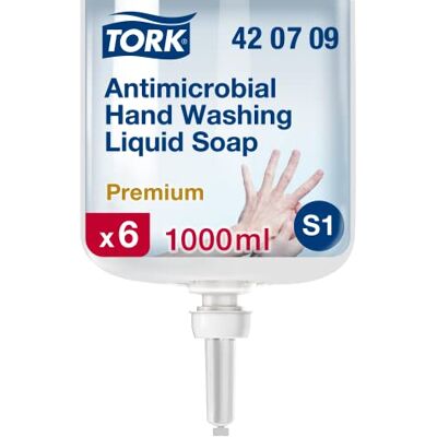 Tork sapone liquido antibatterico igienizzante mani, 6 × 1.000 ml, 420709 Tork sapone liquido antibatterico igienizzante mani, 6 × 1.000 ml, 420709