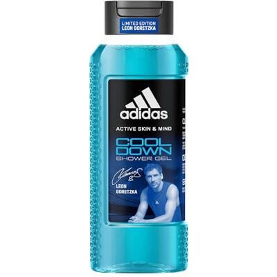 Adidas Active Skin & Mind Cool Down Gel doccia – Limited Edition by Leon Goretzka, gel doccia rinfrescante da uomo, 250 ml Adidas Active Skin & Mind Cool Down Gel doccia – Limited Edition by Leon Goretzka, gel doccia rinfrescante da uomo, 250 ml