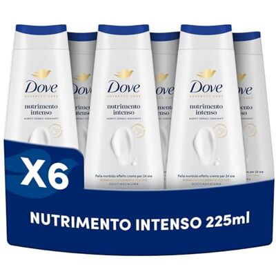 Dove Bagnoschiuma Nutrimento Intenso, Bagnodoccia Idratante, Formula Delicata sul Microbioma della Pelle, con Agenti Idratanti Vegetali, Senza Solfati SLES, Bagnodoccia Uomo e Donna, 6 Pezzi da 225 ml Dove Bagnoschiuma Nutrimento Intenso, Bagnodoccia Idratante, Formula Delicata sul Microbioma della Pelle, con Agenti Idratanti Vegetali, Senza Solfati SLES, Bagnodoccia Uomo e Donna, 6 Pezzi da 225 ml