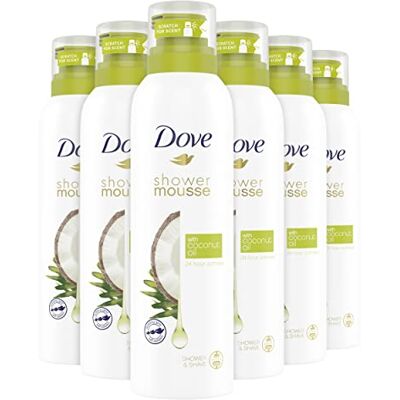 Dove Olio di cocco doccia schiuma infusa con oli essenziali Doccia Mousse per 24 ore morbidezza 200 ml confezione da 6 Dove Olio di cocco doccia schiuma infusa con oli essenziali Doccia Mousse per 24 ore morbidezza 200 ml confezione da 6