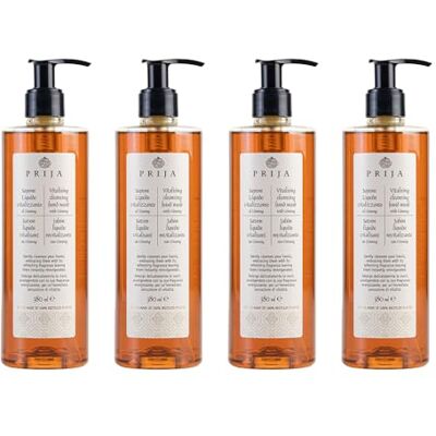 Prija Sapone Mani Vitalizzante con Estratto di Ginseng, Detergente Delicato per le Mani, Sapone Liquido Idratante, Vegan con Fragranza Energizzante 4 x 380ml Prija Sapone Mani Vitalizzante con Estratto di Ginseng, Detergente Delicato per le Mani, Sapone Liquido Idratante, Vegan con Fragranza Energizzante 4 x 380ml