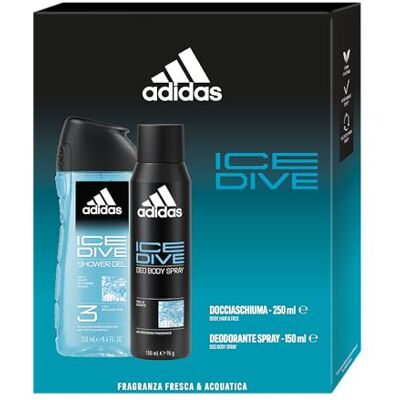 Adidas , Confezione Regalo Uomo Ice Dive Deodorante Spray 150 ml + Gel Doccia Bagnoschiuma 250 ml Adidas , Confezione Regalo Uomo Ice Dive Deodorante Spray 150 ml + Gel Doccia Bagnoschiuma 250 ml