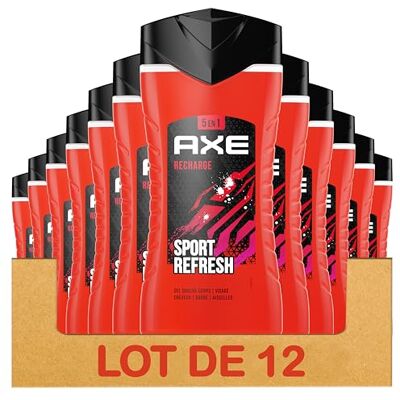 AXE Gel doccia uomo 5 in 1 Sport Refresh 24 ore idratante 87% di ingredienti di origine naturale profumo menta artica e spezie (confezione da 12 x 250 ml) AXE Gel doccia uomo 5 in 1 Sport Refresh 24 ore idratante 87% di ingredienti di origine naturale profumo menta artica e spezie (confezione da 12 x 250 ml)