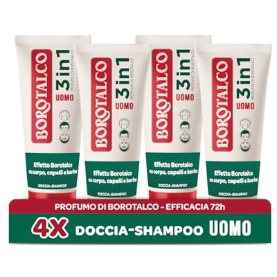 Borotalco , Bagnoschiuma Corpo Original, Docciaschiuma per Pelle Morbida e Vellutata, Effetto sulla Pelle, Ideale per Uomo e Donna, Dermatologicamente Testato, 4 Flaconi da 200 ml Borotalco , Bagnoschiuma Corpo Original, Docciaschiuma per Pelle Morbida e Vellutata, Effetto sulla Pelle, Ideale per Uomo e Donna, Dermatologicamente Testato, 4 Flaconi da 200 ml