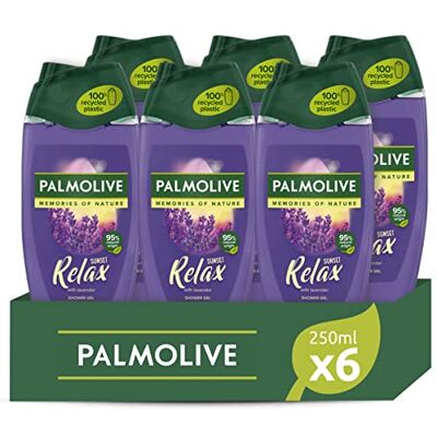 Palmolive bagnoschiuma Donna Memories of Nature Sunset Relax con Formula Delicata Dermatologicamente Testata, Pelle Morbida e una Fragranza che Riporta ai Campi di Lavanda, Bagnodoccia 6 x 250 ml Palmolive bagnoschiuma Donna Memories of Nature Sunset Relax con Formula Delicata Dermatologicamente Testata, Pelle Morbida e una Fragranza che Riporta ai Campi di Lavanda, Bagnodoccia 6 x 250 ml