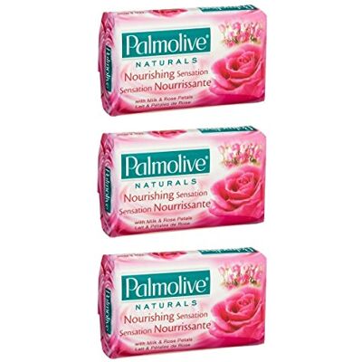 Palmolive Naturals nutriente Sensation con barre di latte e petali di rosa sapone, 125 g – Confezione di 3 saponi Palmolive Naturals nutriente Sensation con barre di latte e petali di rosa sapone, 125 g – Confezione di 3 saponi