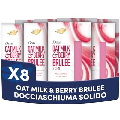 Dove Docciaschiuma Solido Oat Milk & Berry Brulee, con Latte Vegetale di Avena, Note di Frutti di Bosco e Zucchero di Canna, 100% Detergenti Delicati, Senza Solfati, Formula Delicata, 8 Pezzi Dove Docciaschiuma Solido Oat Milk & Berry Brulee, con Latte Vegetale di Avena, Note di Frutti di Bosco e Zucchero di Canna, 100% Detergenti Delicati, Senza Solfati, Formula Delicata, 8 Pezzi