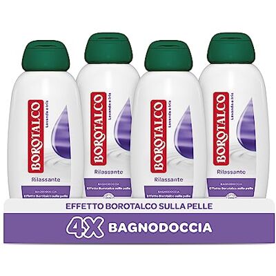 Borotalco Bagnodoccia Rilassante Lavanda e Iris, Bagnoschiuma Corpo, Formula Rilassante, Relax Assoluto, Effetto sulla Pelle, 4 Flaconi da 600 ml Esclusiva Amazon Borotalco Bagnodoccia Rilassante Lavanda e Iris, Bagnoschiuma Corpo, Formula Rilassante, Relax Assoluto, Effetto sulla Pelle, 4 Flaconi da 600 ml Esclusiva Amazon