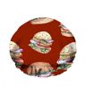 Ahdyr Double WaterproofCuffia da doccia da bagno Cheeseburger Hamburger Colorful Sweet Attract Food Art Riutilizzabile Fashion Shower Hat For Women Beauty, BathHair Spa, Home Hotel Travel Use