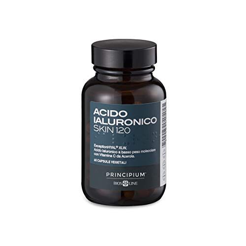Bios Line Principium Acido Ialuronico Skin 120, Integratore collagene con acido ialuronico e vitamina c, Integratore pelle naturale senza glutine e senza lattosio, 60 capsule vegetali