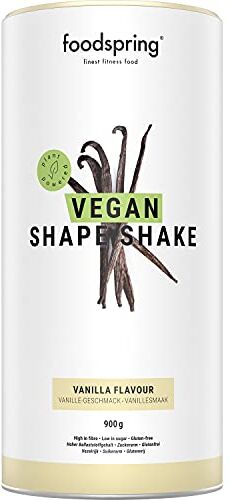 foodspring Vegan Shape Shake, Vaniglia, 900 g, Il tuo delizioso frullato sostituto del pasto ricco di proteine a base vegetale per perdere peso*