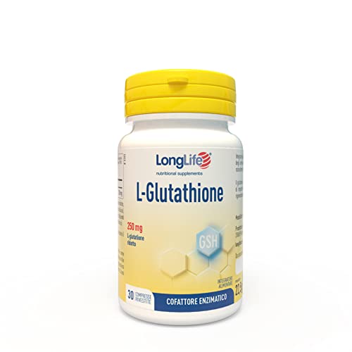 Longlife ® L-Glutathione 250mg   L glutatione ridotto alto dosaggio   Gastroresistente   Antiossidante e difese immunitarie   1 mese di trattamento   Vegano e senza glutine