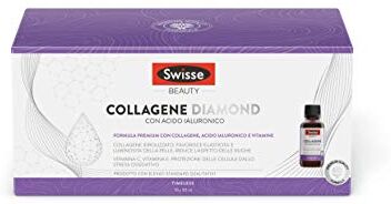 Swisse Collagene Diamond con Acido Ialuronico Integratore di Collagene Liquido da bere, 5100mg Collagene + 115,2mg Acido Ialuronico, 10 Flaconcini da 30 ml