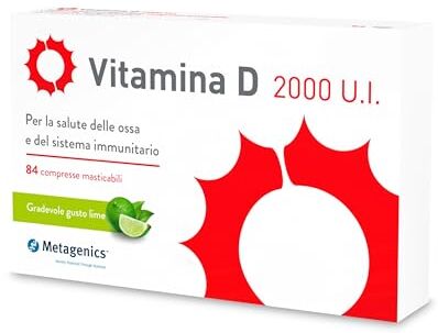 Metagenics Vitamina D 2000 U.I. Integratore Sistema Immunitario Per la Salute delle Ossa 84 Compresse Masticabile