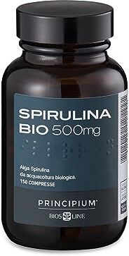 Bios Line BIOSLINE Principium Spirulina Bio, Integratore Alimentare Certificato Biologico a Base di Alga Spirulina, Sostegno all'Organismo in Caso di Stanchezza Psico-Fisica, 500 mg