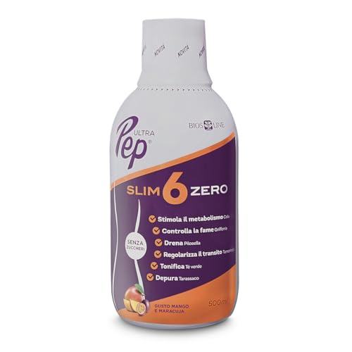 Bios Line Ultra Pep® Slim 6 Zero, Integratore Alimentare Senza Zuccheri, Coadiuvante per la Perdita di Peso, Senza Glutine e Lattosio, 500 ml (Mango e Maracuja)