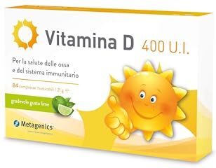 Metagenics Vitamina D 400 U.I. Integratore Alimentare Sistema Immunitario Per la Salute delle Ossa 84 Compresse Masticabili