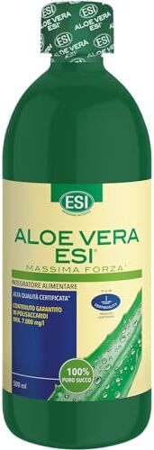 ESI Aloe Vera Massima Forza, Integratore Alimentare di Puro Succo Concentrato, per il Benessere del Sistema Digerente, ad Alto Valore Nutriente, Senza Glutine e Vegan, bottiglia da 500 ml