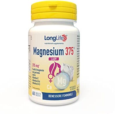 Longlife Magnesium 375® Lady   5 sali di magnesio   Estratto di paternio, calcio, vitamine E, B6 e vitamina d 3   Senza glutine e doping free