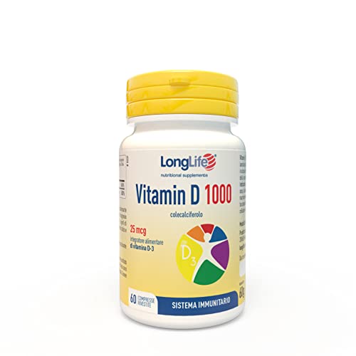 Longlife ® Vitamin D 1000   Vitamina D3 naturale   Difese immunitarie, salute di ossa e denti   Metabolismo del calcio   Fino a 2 mesi di trattamento   Senza glutine e vegetariano
