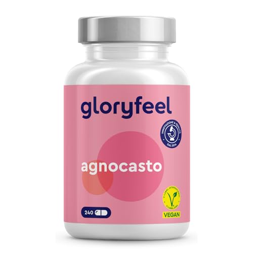 Gloryfeel Agnocasto Integratore Vitex Agnus Castus per Ciclo Mestruale, Squilibrio Ormonale e Menopausa, 240 Capsule Vegan, Estratto 4:1 10mg Pepe del Monaco ad Alto Dosaggio, Integratore Donna