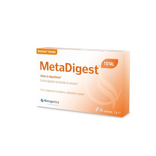 Metagenics MetaDigest Total Riduce il Gonfiore e Sostiene la Digestione in Modo Naturale e Veloce 15 Capsule