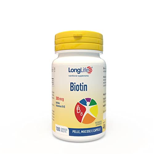 Longlife ® Biotin 300   Integratore di biotina a dosaggio ottimale   Benessere di pelle, capelli, unghie   Oltre 3 mesi di trattamento   Vegano e senza glutine