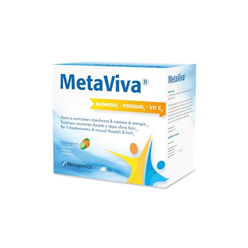 Metagenics MetaViva MgK Vit C Magnesio, Potassio, Vitamina C, D, B1, B3 e B5-20 bustine