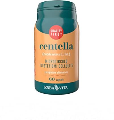 ERBA VITA Integratore Alimentare di Centella 60 Capsule Favorisce il microcircolo e contrasta gli inestetismi della cellulite