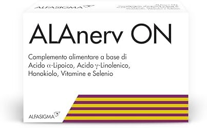 ALFASIGMA Alanerv On, Integratore Alimentare di Acido Alfa-Lipoico e Acido Gamma-Linoleico, Honokiolo, Vitamine e Selenio, per la Protezione delle Cellule dallo Stress Ossidativo, 20 Compresse Deglutibili