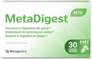 Metagenics Metadigest Keto Integratore Digestione Grassi Rapido Dieta Chetogenica Mix di Estratti Vegetali, Lecitina di Soia, Lipasi, e Antiossidanti 30 Capsule