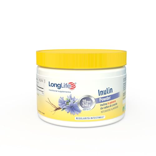 Longlife ® Inulin Powder   Integratore di inulina   Regolarità dell' intestino   Fibra solubile 100% di origine naturale   Pratico formato in polvere   Vegano e senza glutine