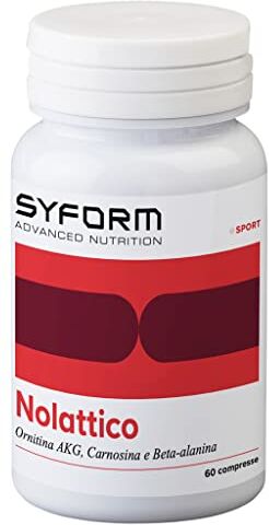 SYFORM NOLATTICO 60 COMPRESSE integratore alimentare di Ornitina AKG, Carnosina e Beta-alanina, Sport, Allenamento, Endurance, Made In Italy