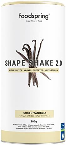 foodspring Shape Shake 2.0 Vaniglia Sostituto pasto completo per il controllo del peso con proteine premium, solo 209 kcal per porzione, senza glutine 900g