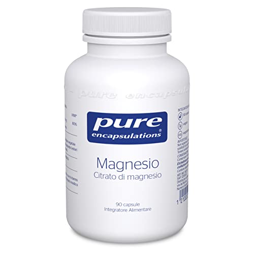 Pure Magnesio Citrato di Magnesio Benessere Quotidiano, Cuore, Energia & Fitness, Muscoli, Ossa e Articolazioni 90 Capsule