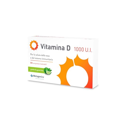 Metagenics Vitamina D 1000 U.I. Integratore Sistema Immunitario Per la Salute delle Ossa 84 Compresse Masticabili