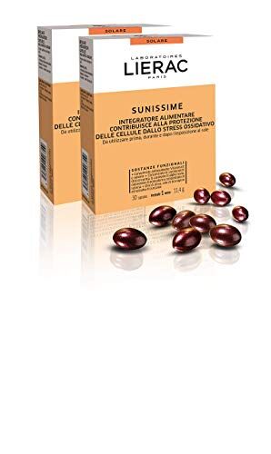 Lierac Sunissime Capsule, Integratore Alimentare Anti Età e Antiossidante, che Prepara la Pelle al Sole, Formato da 60 capsule