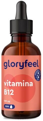 Gloryfeel Vitamina B12 Gocce, Vitamina B12 1000µg al giorno, Integratore Vitamina B12 Vegan, Vit B12, Integratore per Dieta, Con 2 Forme Bioattive di Vitamin B12 + Metil- e Adenosilcobalamina