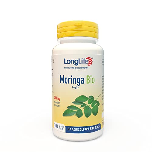 Longlife ® Moringa Bio Integratore    Superfood Da Agricoltura Biologica   400Mg   Vegan E Gluten Free 77 g