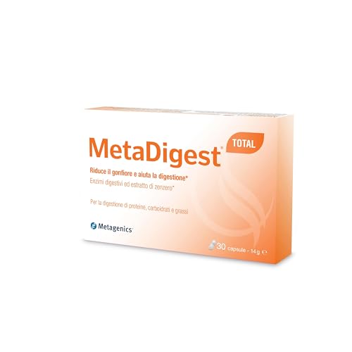 Metagenics MetaDigest Total Riduce il Gonfiore e Sostiene la Digestione in Modo Naturale e Veloce 30 Capsule